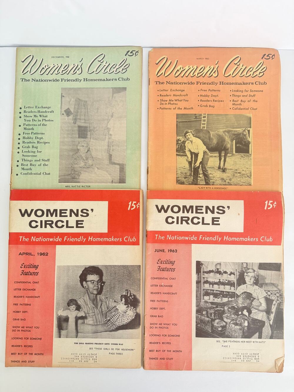 Vintage Womens' Circle Magazines 1961-1962 Lot of 4 Recipes, Crafts, Gossip